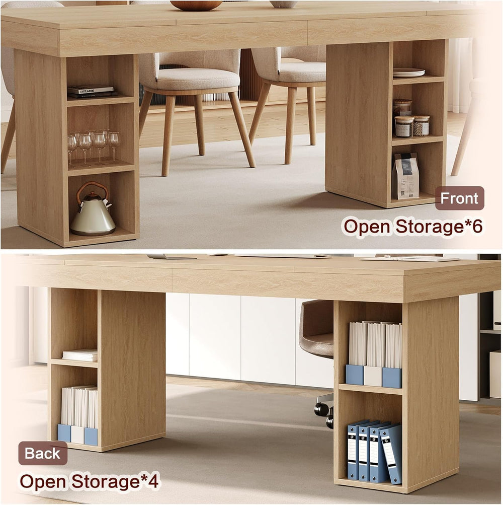 GAOMON 70.8" Wood Dining Table for 6-8 People, Large Kitchen Table with ...