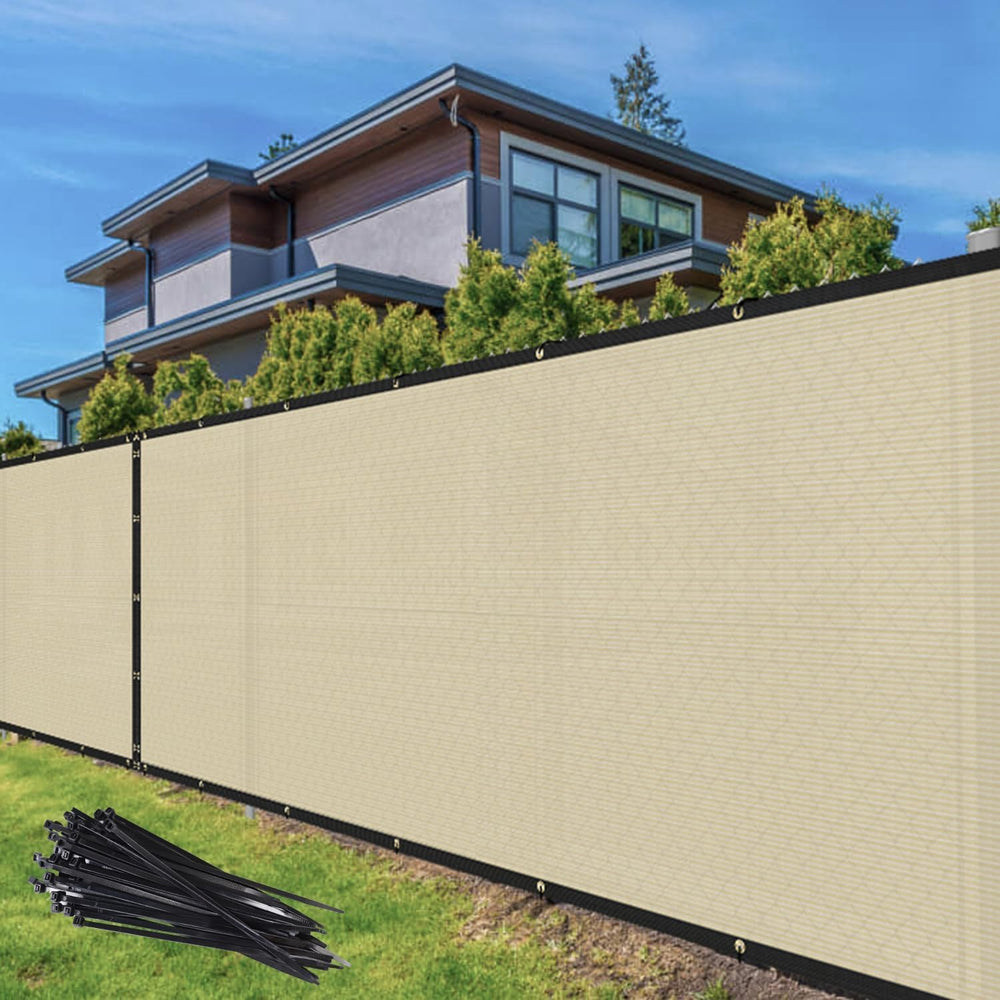 TANG 8' x 30' Privacy Fence Screen Beige Shade Cloth with Grommets, C...