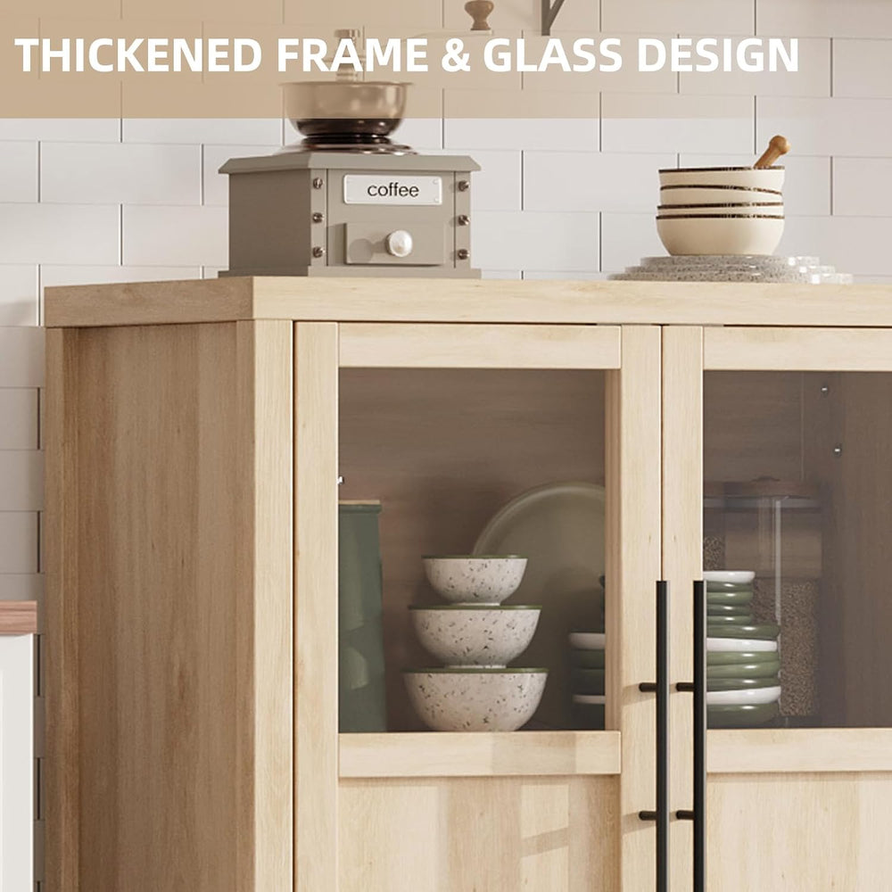 Garvee Large Buffet Cabinet with Storage, Sideboard Buffet Cabinet with Glass...