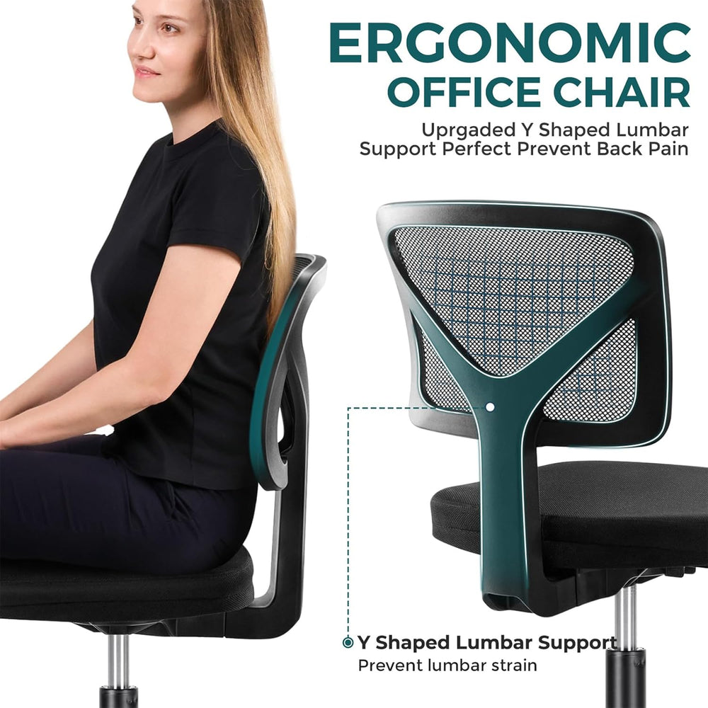 DUMOS Armless Small Desk Chairs, Ergonomic Home Office Mesh Chairs