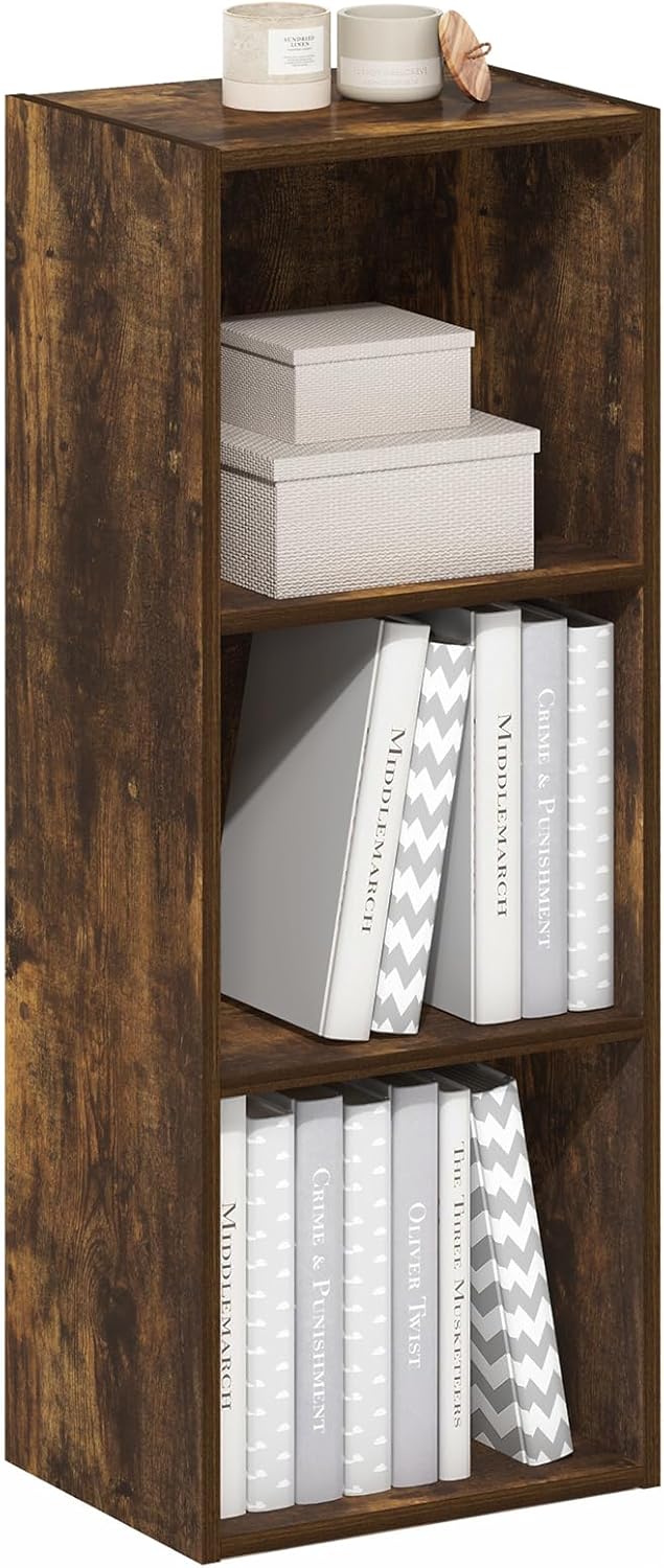 Furinno LUDER Book Shelf, 3-Cube Bookshelf, Bookcase with Open Shelves, 9.3 x...