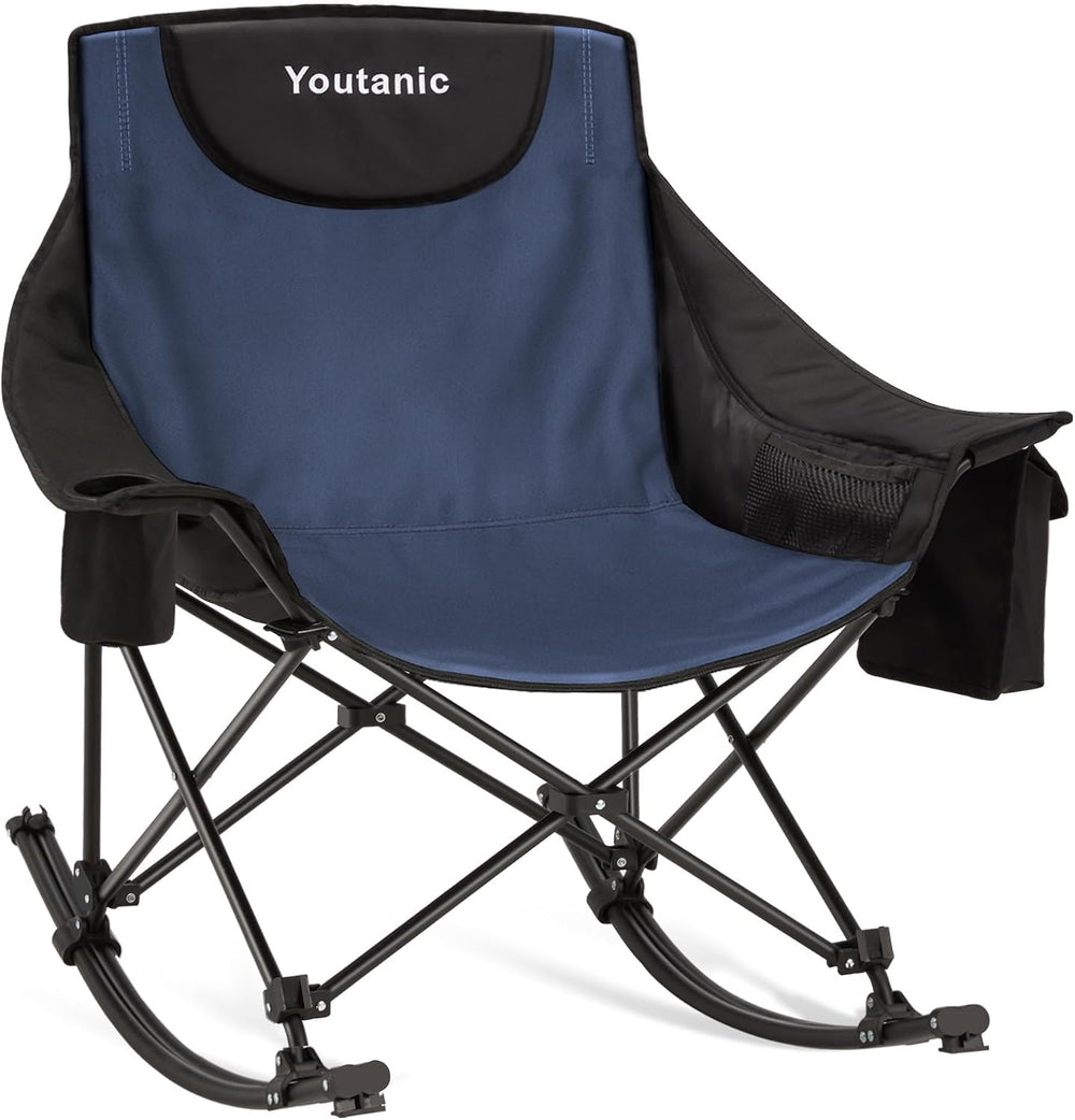 Youtanic Oversized Folding Rocking Camping Chair, Padded Portable Rocking Cha...