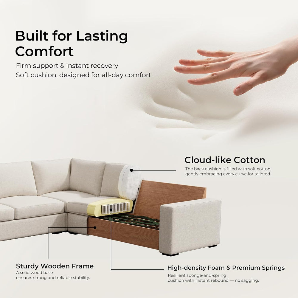 ELUCHANG 113" V-Shaped Modular Sectional Sofa Couch, Modern 7-Seat Comfy...