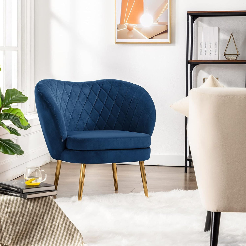 DUHOME Velvet Accent Chair with Barrel Backrest