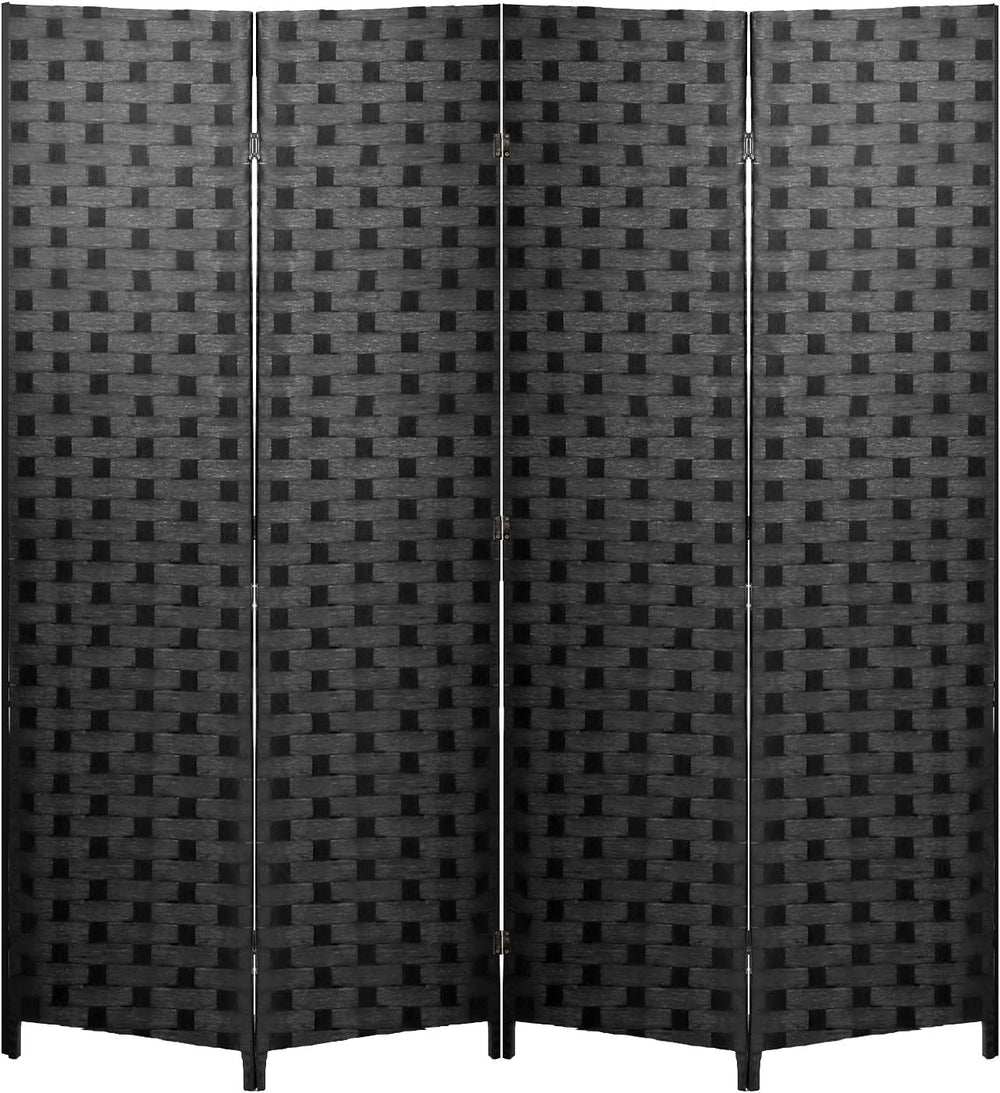FDW 4-Panel Folding Room Divider | 6ft, Black | Light & Portable