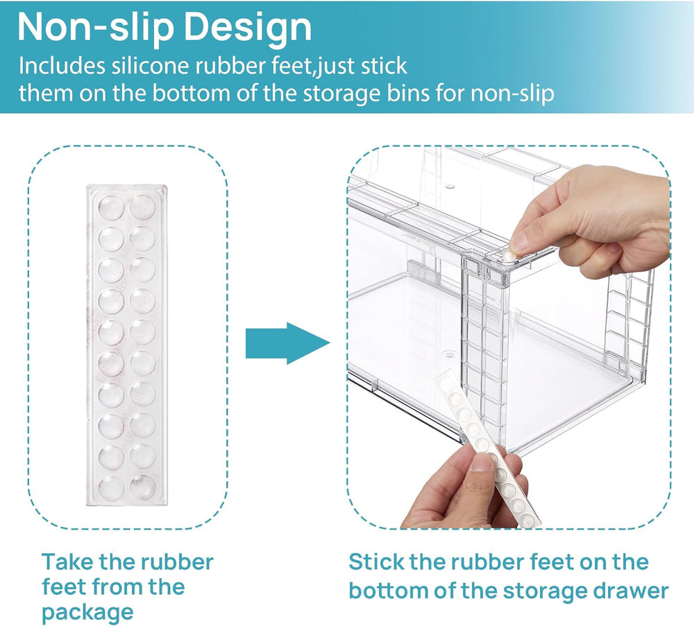 Vtopmart 4 Pack Stackable Clear Pantry Storage Drawers, Large