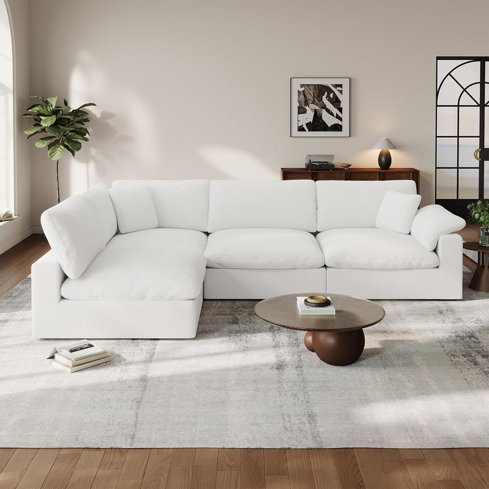 Cloud Modular Couch for Living Room,V Shape Linen Blend Sofas,Modern Deep Sea...