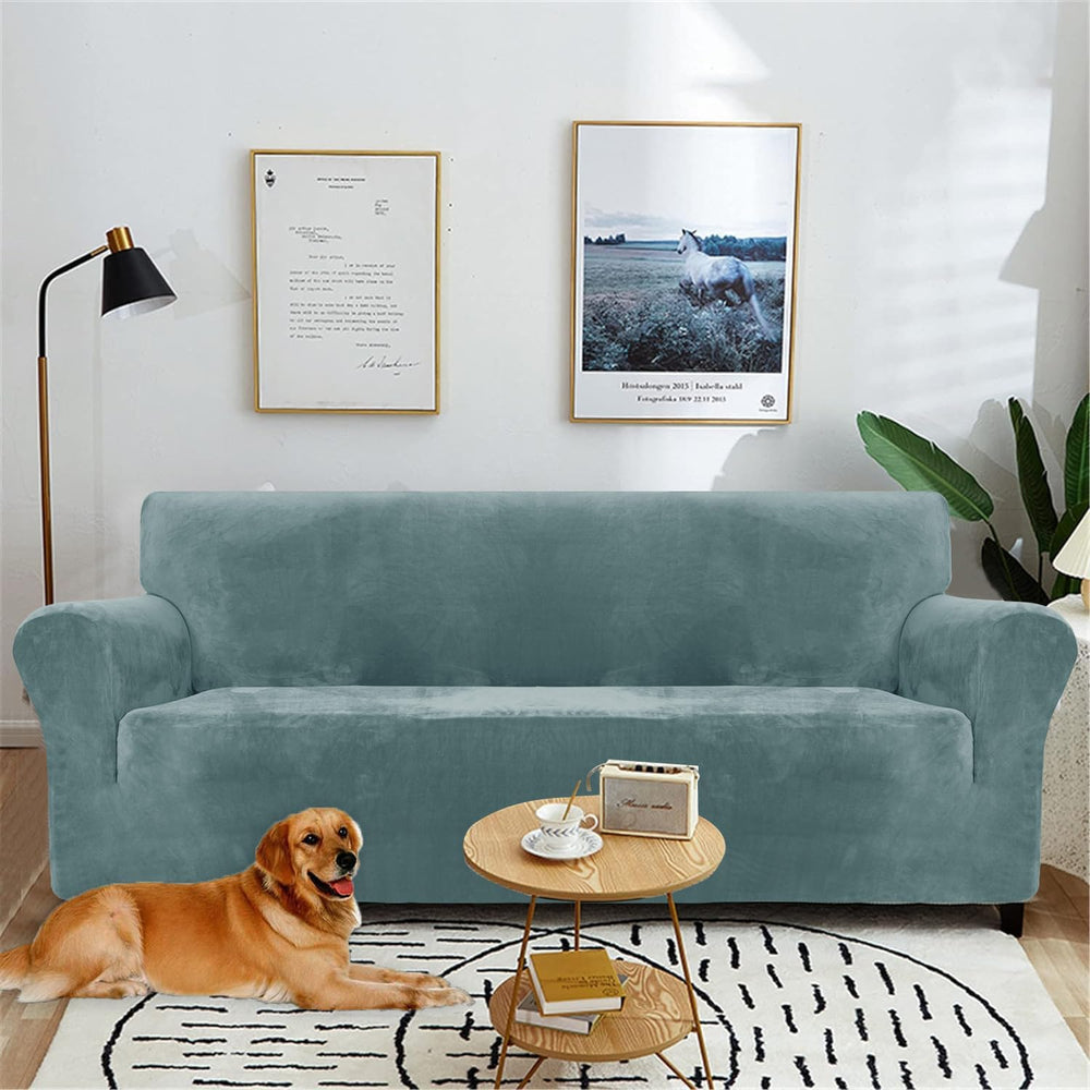XINEAGE Velvet Armchair Cover, Stretch Washable Cover for Pets,Gray Blue