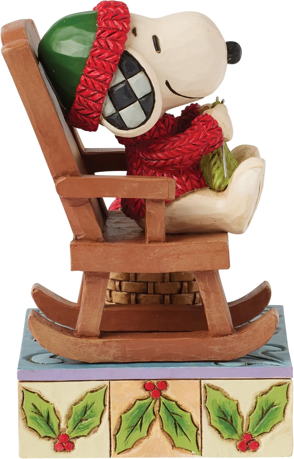 Enesco Peanuts by Jim Shore Snoopy in Rocking Chair Knitting with Woodstock F...