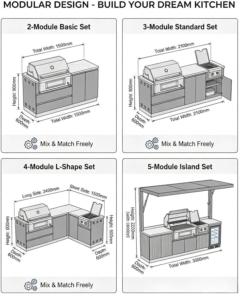 Outdoor Serving Station, Outdoor Kitchen Cabinet Island Set | Patio Garden Ki...