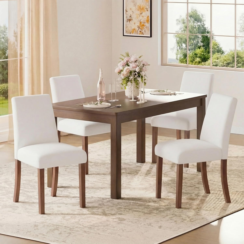 Dining Chairs Set of 4, Parsons Chairs for Small Spaces, Light Beige | Modern...