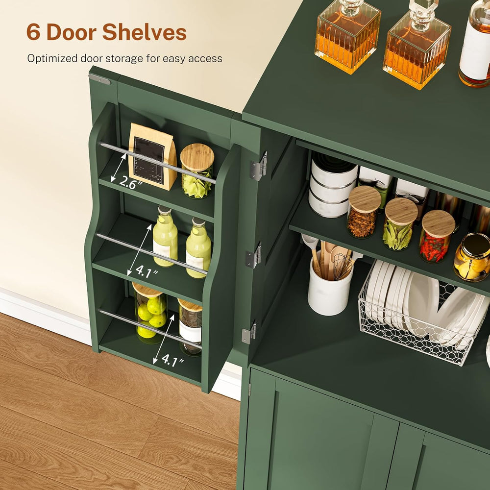 TEENFON 51" H Pantry Cabinet with 4 Doors, Kitchen Cabinet with 6 Door S...