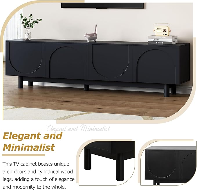 Ball & Cast Modern TV Stand with Arch Cabinets for TVs up to 78", Mi...