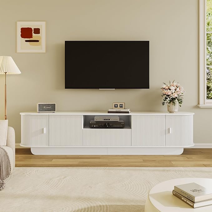 86.61'' Tambour TV Stand for 55-85 Inch, Modern Entertainment Center ...