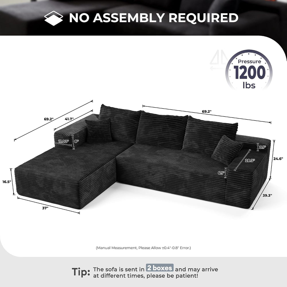 106" Cloud Sectional Couches for Living Room,L Shaped | Couch with Comfy...