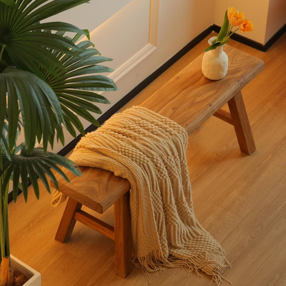 Wooden Bench Indoor – Rustic Farmhouse Narrow Entryway Bench with Slim Skinny...