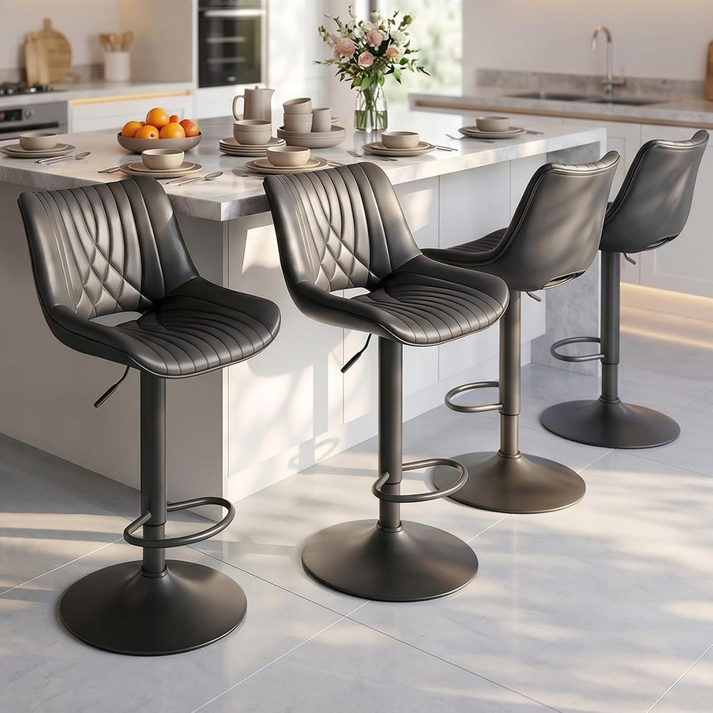 Swivel Bar Stools Set of 3, Height Adjustable Counter Height Bar Stools with ...