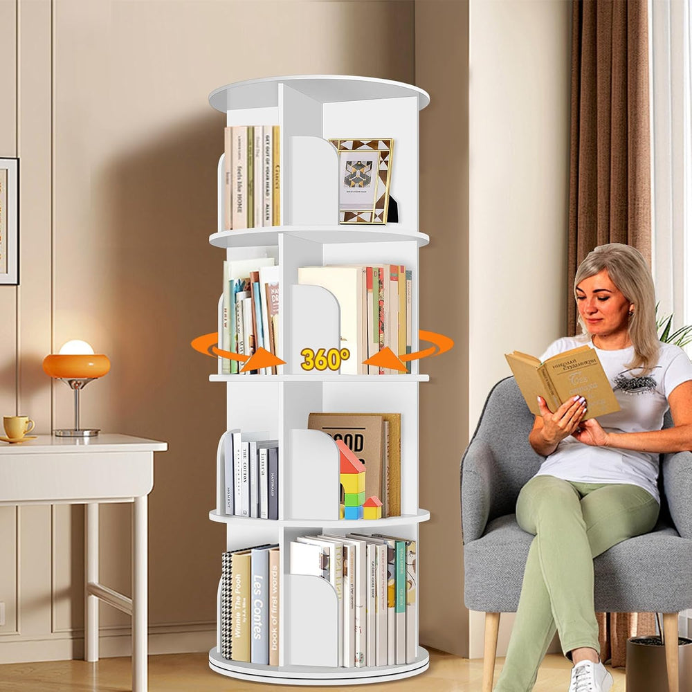 RUNSUNSPRI 4 Tier Rotating Bookshelf Tower, Spinning Bookshelf, Revolving 360...