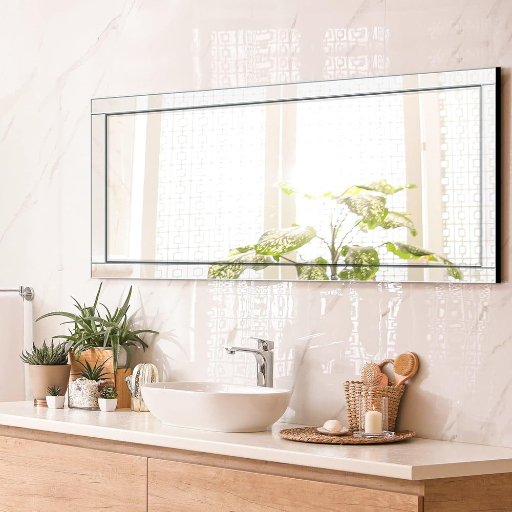 Syndra 56"x20" Wall Mounted Full Length Mirror with Reflect Frame, ...