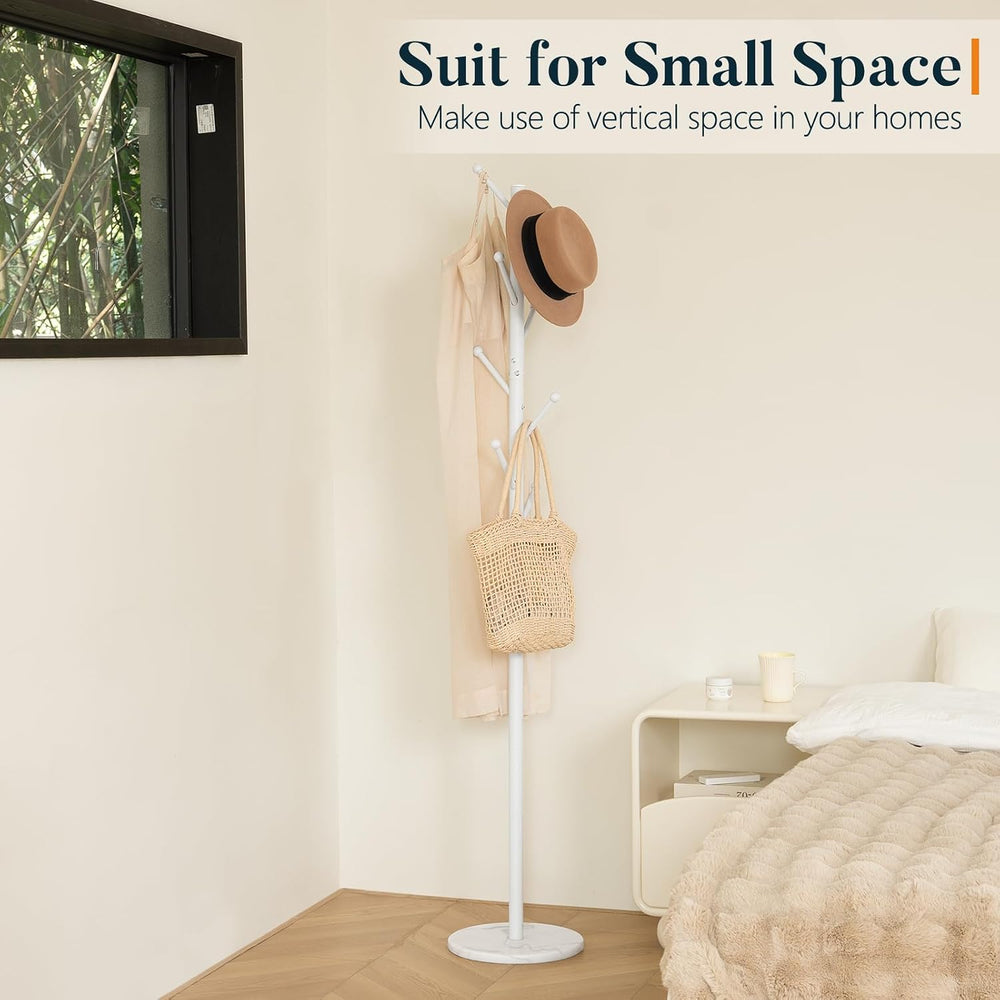 Yoobure Coat Rack Freestanding with Natural Marble Base - Coat Tree with 8 Ho...