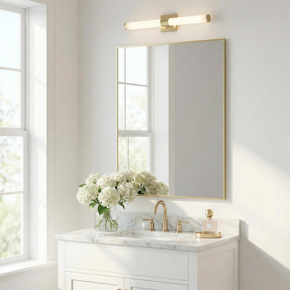 40"x30" Satin Gold Framed Rectangle Bathroom Vanity Wall Mirror