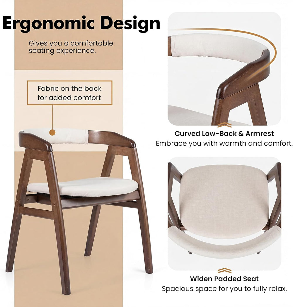 COSTWAY Bamboo Accent Chair, Farmhouse Leisure Dining Chairs w/Comfy Cushion,...