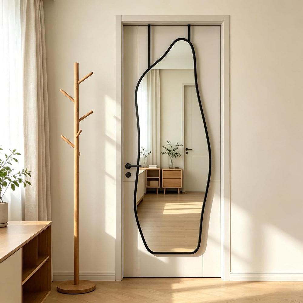 16" x 48" Irregular Dolphin Full Length Over Door Mirror Black