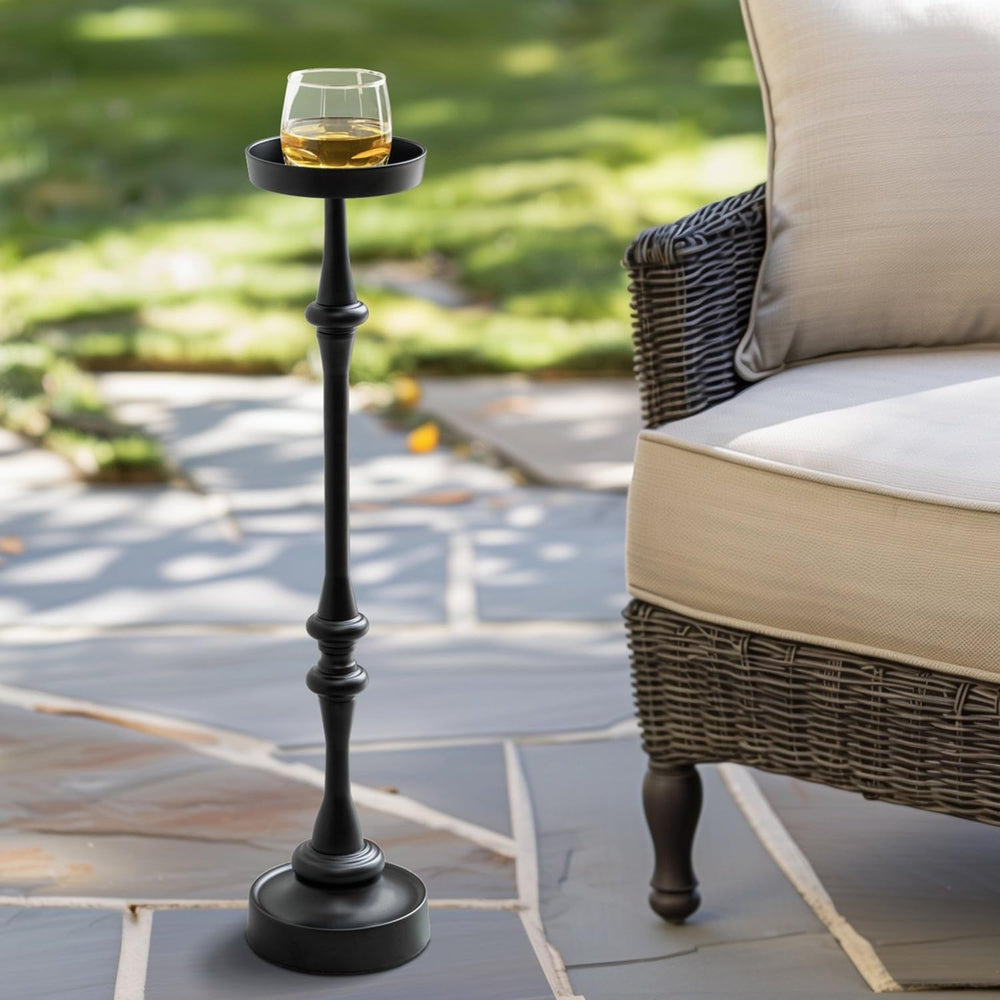 New Ridge Home Goods Round 26in. Steel Martini Side Table, Indoor/Outdoor, Black