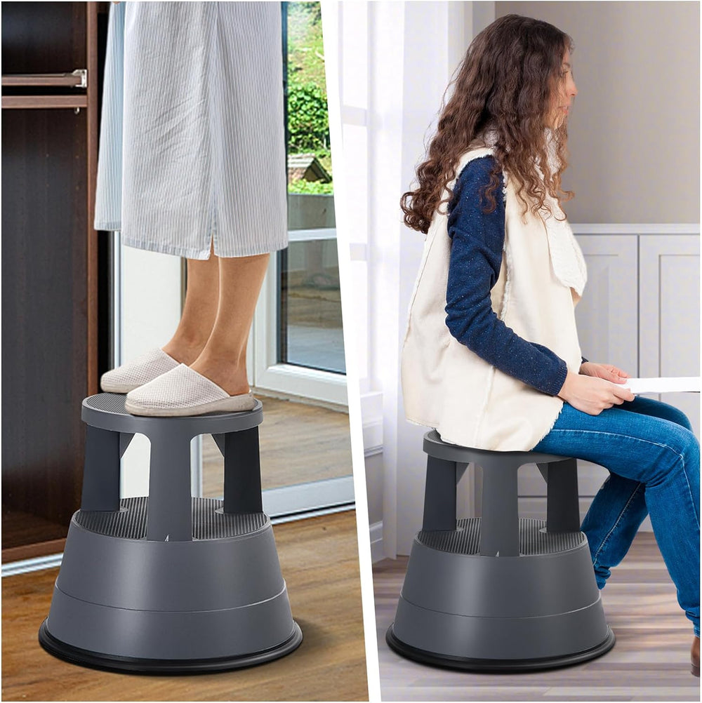 BETTARY Rolling Step Stool with Wheels, Kick Step Stool with 330 LBS Weight C...