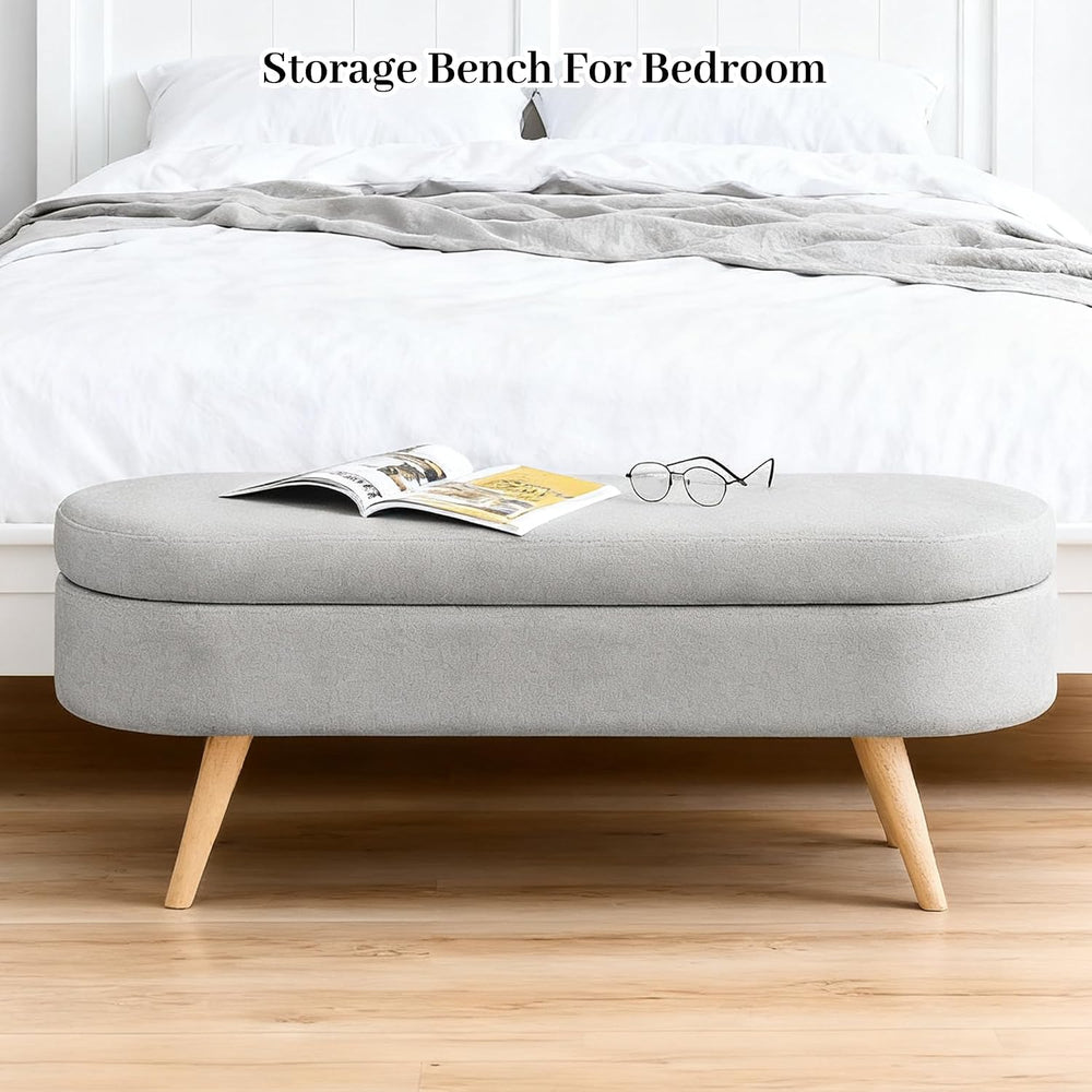 Storage Bench, 43" Storage Ottoman Bench for Bedroom, Upholstered Entryw...