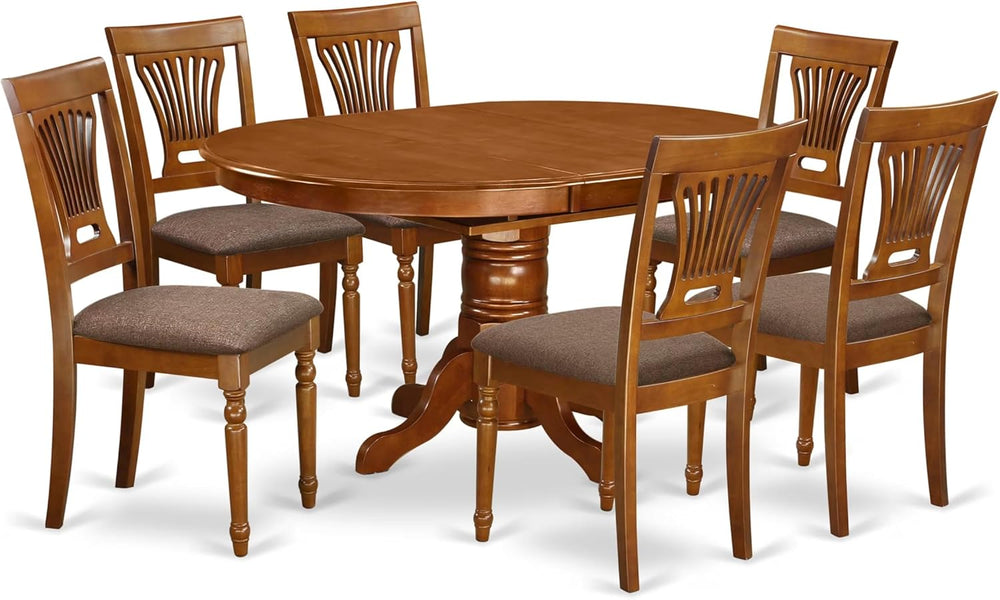 East West Furniture AVPL7-SBR-C 7 Piece Dining Table Set Consist of an Oval D...
