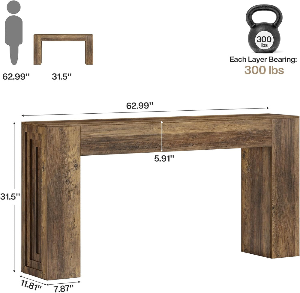 Tribesigns 63-Inch Farmhouse Console Table, Narrow Sofa Table Behind the Couc...