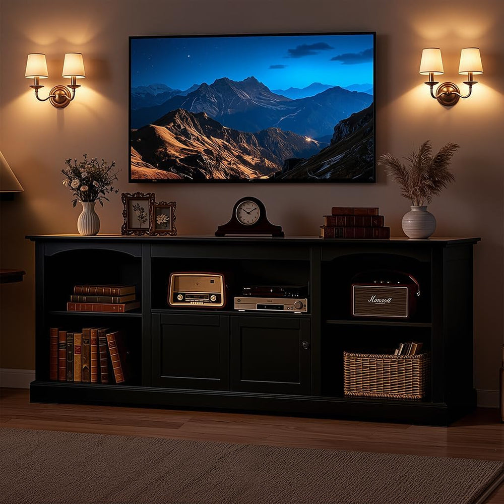 LUCKLIFE 71" TV Stand for TVs up to 80 Inch,Modern Farmhouse Entertainme...