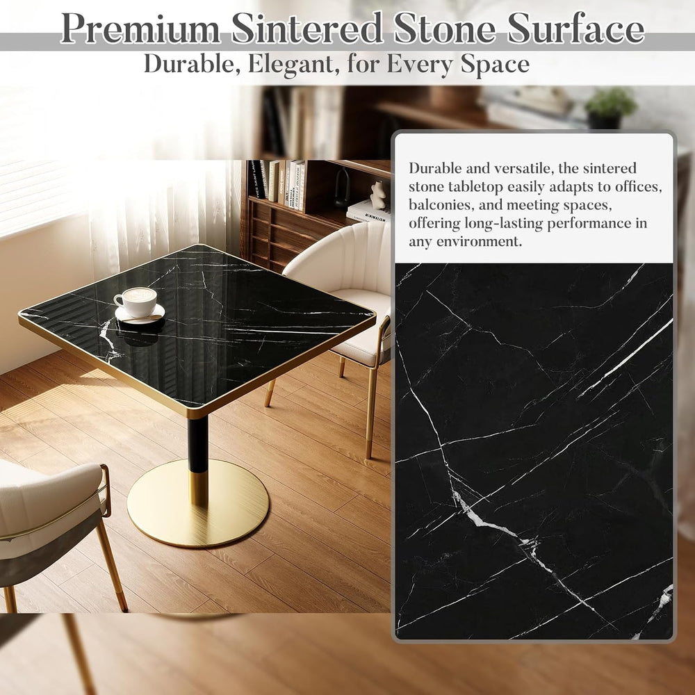31.5'' Tulip Table, Square Dining Table with Sintered Stone Tabletop ...