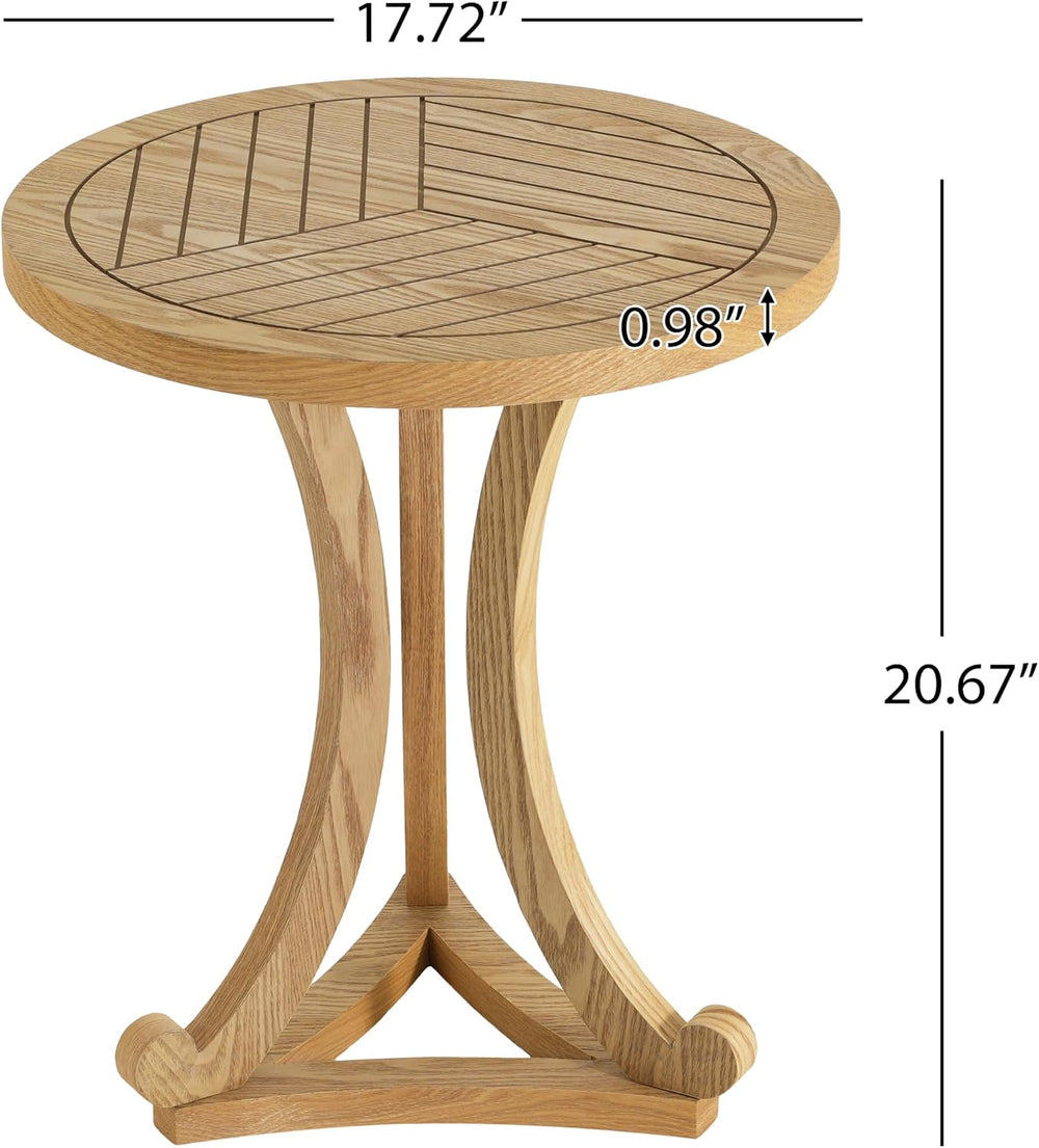 Christopher Knight Home Isele Wood Accent Table with Round Slatted Top Design...