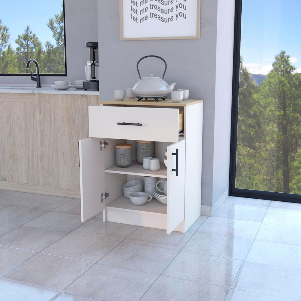 Kitchen Pantry with 2 Doors and 1 Drawer, Melamine and Particleboard | Measur...
