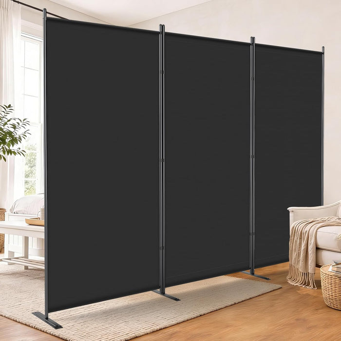 AKTOP 3 Panel Room Divider 6FT – 103" W x 70" H Folding Privacy Screen, Freestanding Fabric Room Partition, No-Drill Temporary Wall Divider for Apartment, Dorm, Studio, Home Office, Bedroom – Black