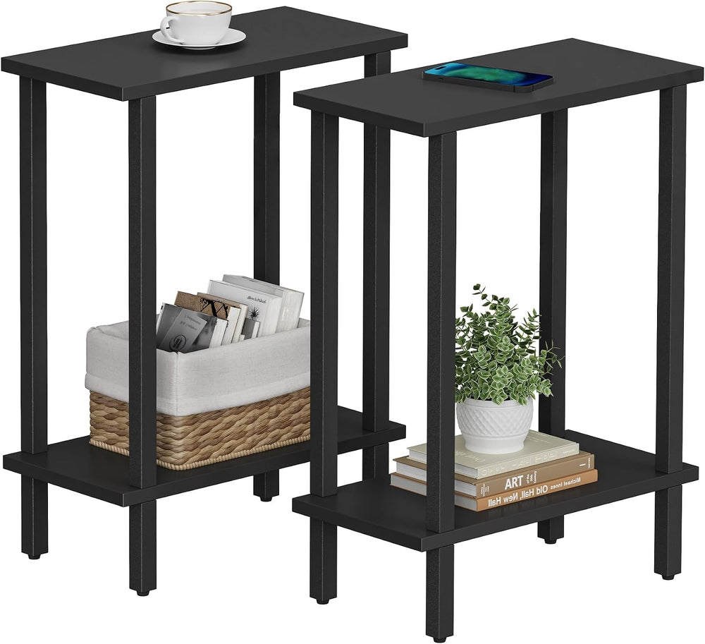 TUTOTAK Narrow Side Table Set of 2, Small End Table for Couch