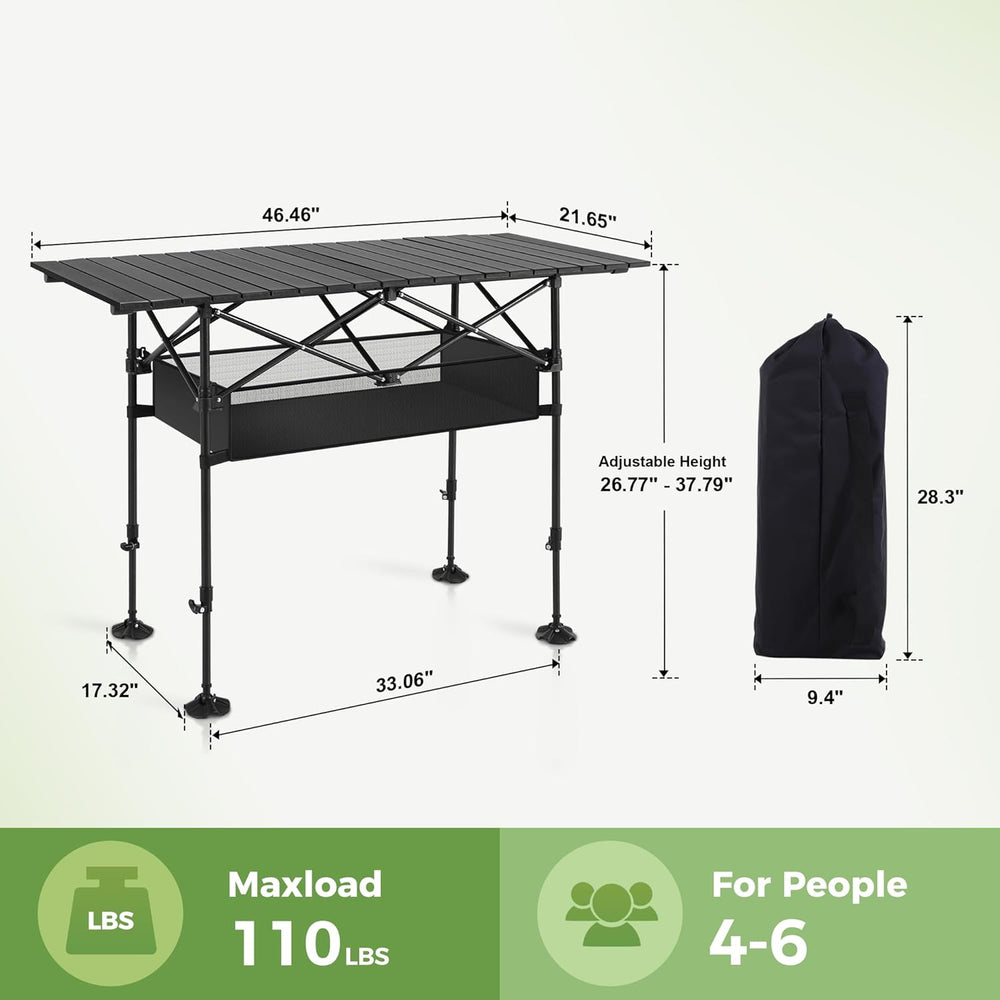LET'S CAMP Folding Camping Table, Aluminum Roll-up Picnic Backpacking Tab...