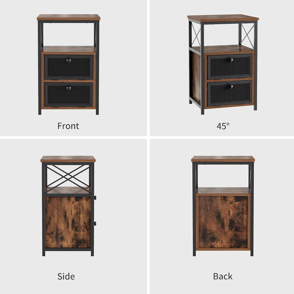 VECELO End Side Table, Modern Night Stand with Storage Space and Door, Set of...