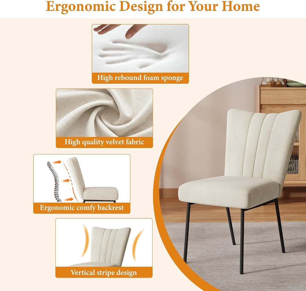 ZckyCine Dining Chairs Set of 4, Upholstered Velvet Kitchen Chairs with Thick...