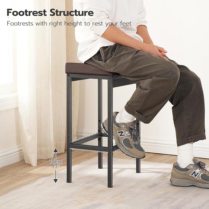 HOOBRO Bar Stools, Set of 2 Barstools, 24.8-Inch Height Stools, Breakfast Bar...