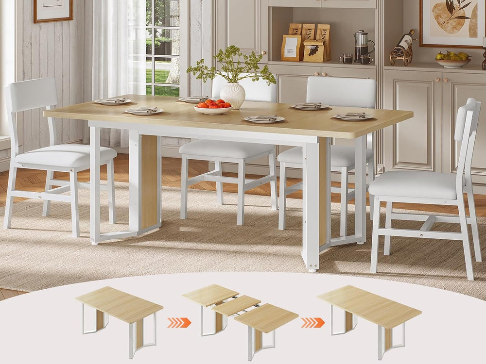 Itaar 5-Piece Dining Table Set for 4-6 People, 63" Extendable Kitchen Ta...