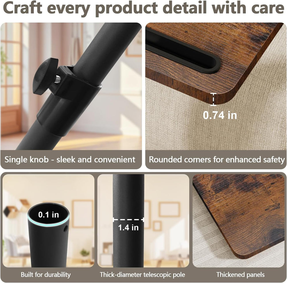 YUHFERA Sofa Armrest Tray Table for Couch - 360° Swivel Height Adjustable End...