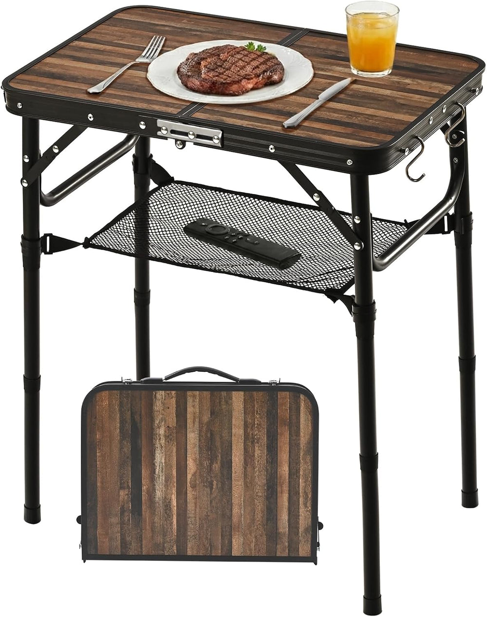 Folding TV Dinner Tray Table, Adjustable Height Sofa Snack Table | Portable T...