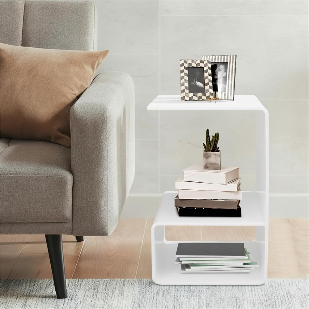 Acrylic End Table, 21.6" H C-Shaped End Table, Side Table for Living Roo...