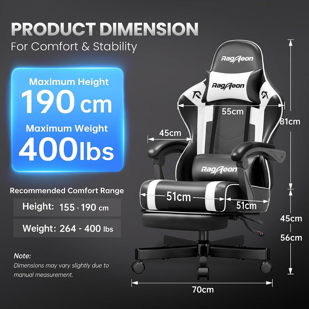 Gaming Chair for Adults Gamer Game Ergonomic PC Chair, 7-Point Support | Pock...