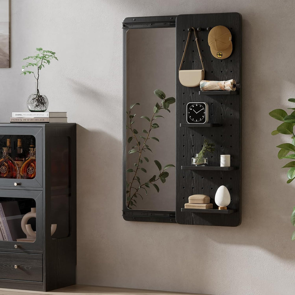 Full Length Mirror with Shelf and Hooks,Entry Way Mirrors for Wall,Wall Mirro...