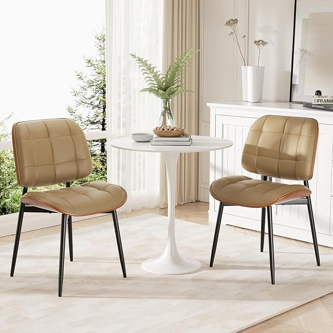 Dining Chairs Set of 6, Mid Century Modern Dining Room Chair, Upholstered Fau...