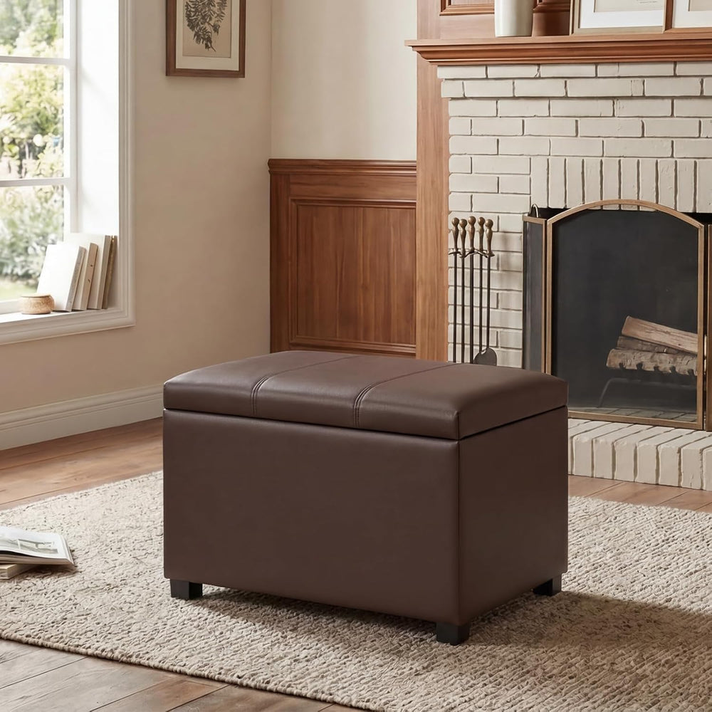 Joveco 24" Leather Storage Ottoman Bench, Rectangle Foot Rest Stool for ...